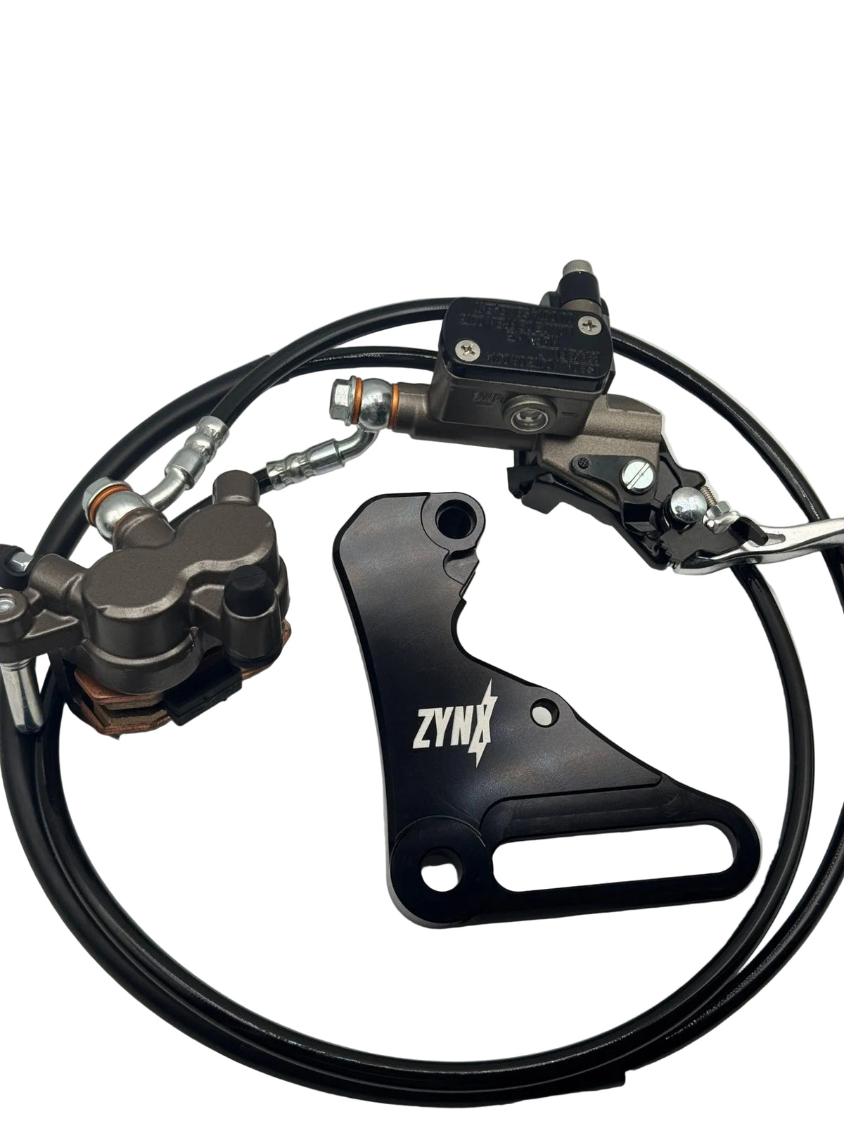 ZYNX Ultra Bee brake kit for Yozma IN10: caliper, master cylinder with lever, brake line and ZYNX caliper bracket