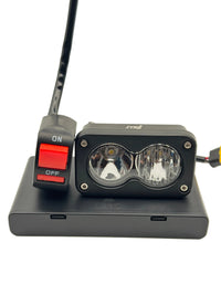 ZYNX Universal Baja Light with white lens, battery box and handlebar on/off switch