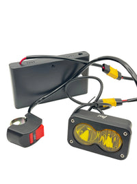 ZYNX Universal Baja Light kit, yellow lens: light, AA battery box and handlebar switch